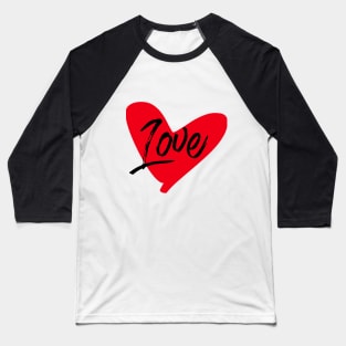 Love text with Red heart Baseball T-Shirt